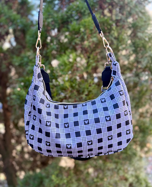 Timeless Monochrome Plaid Crossbody
